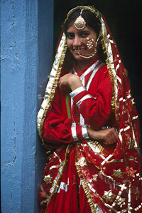 Young girl in bridal wear of Himachal Pradesh